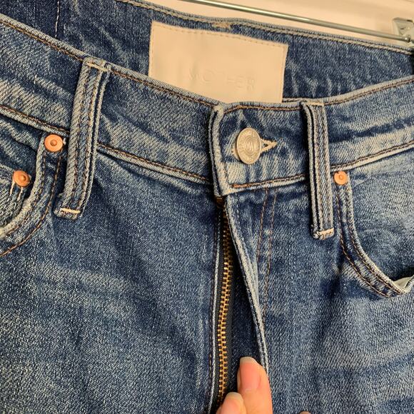Mother High Waisted Rider Skimp Straight Leg Jeans In Cowboys Don’t Cry Size 26 - Picture 5 of 16